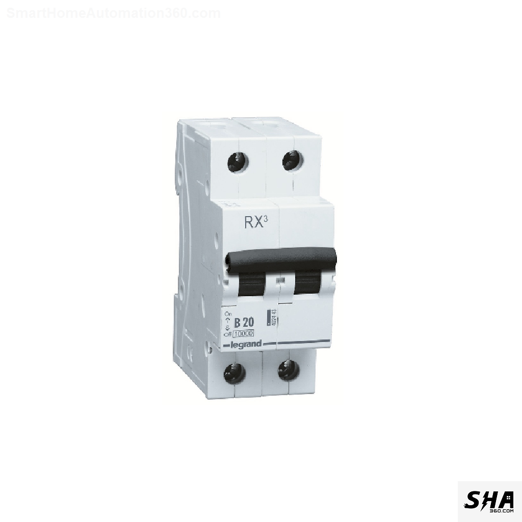 Legrand MCB 20A Double Pole (2-Pole) 10kA B Curve Rx3 (4024 43) - Sha360