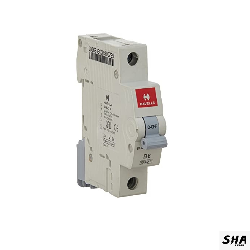 Havells MCB 6A Euro-II Single Pole (1-Pole) 10kA C Curve (DHMGCSPF006) - Sha360