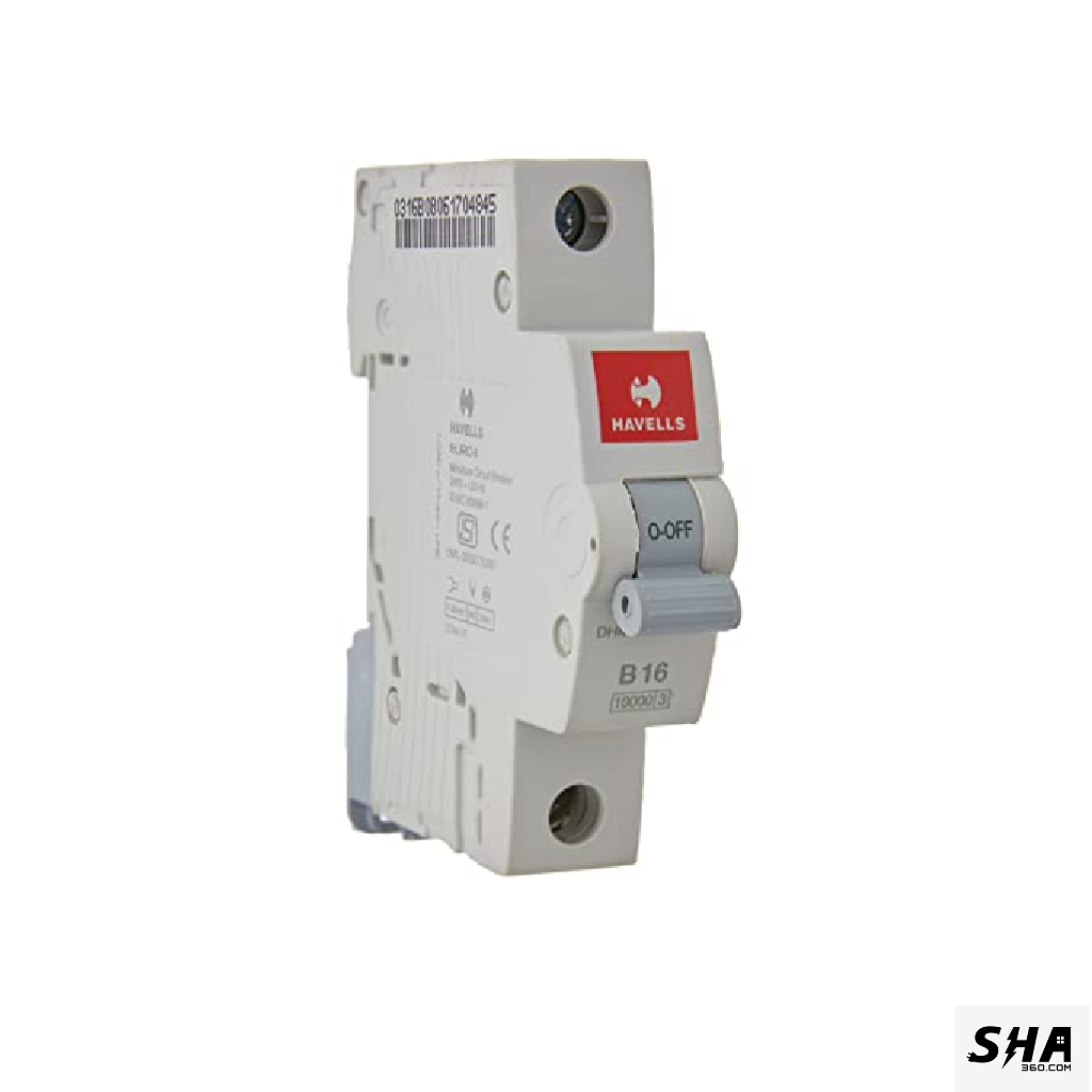 Havells MCB 16A Euro-II Single Pole (1-Pole) 10kA C Curve (DHMGCSPF016) - Sha360