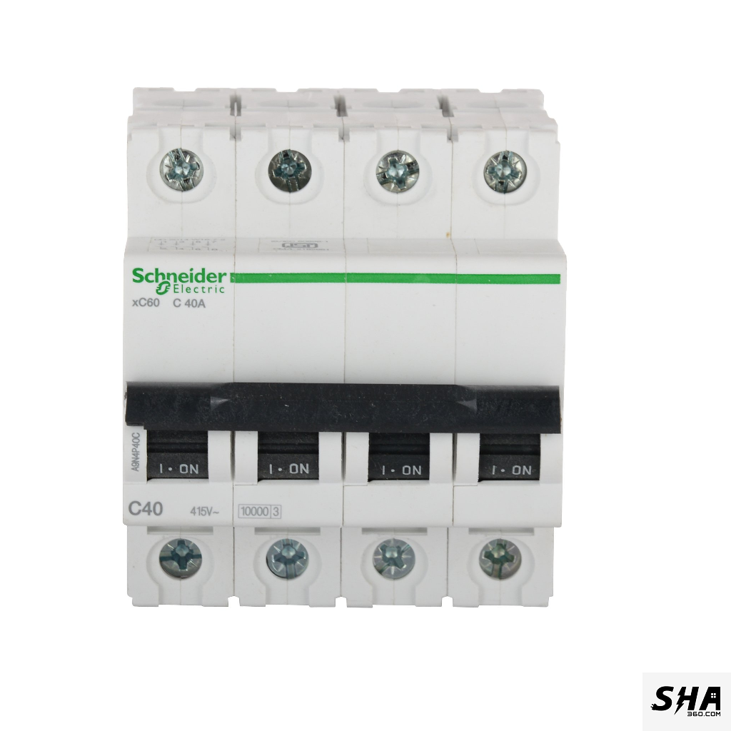Schneider Electric MCB 40A Four Pole (4-Pole) 10kA C Curve (A9N4P40C) - Sha360
