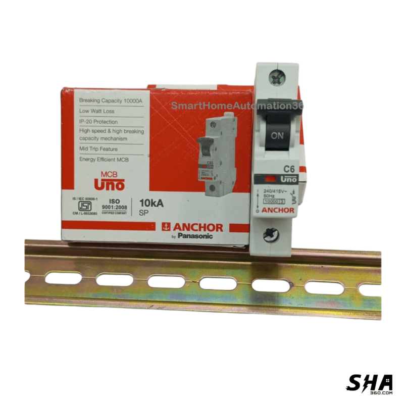 Anchor Uno MCB 6A Single Pole (1-Pole) 10kA C Curve (98001-C6) - Sha360