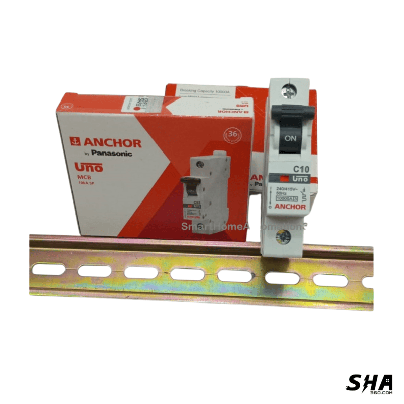 Anchor Uno MCB 10A Single Pole (1-Pole) 10kA C Curve (98002-C10) - Sha360