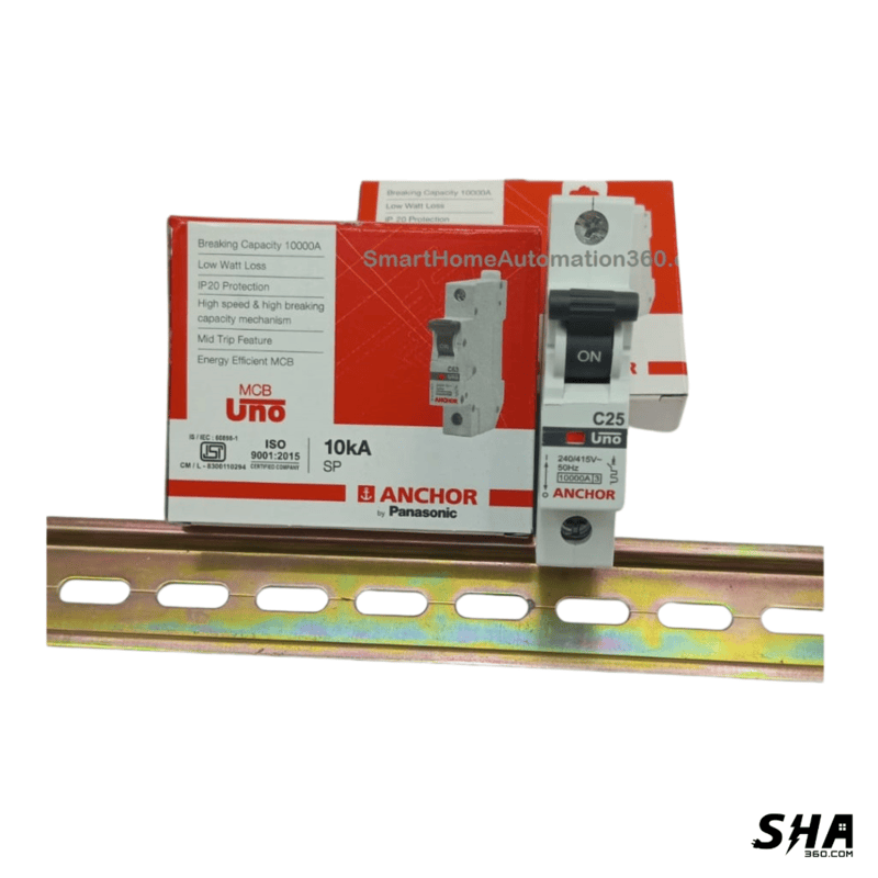 Anchor Uno MCB 25A Single Pole (1-Pole) 10kA C Curve (98005-C25) - Sha360