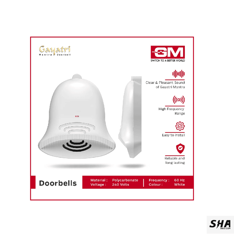 GM Modular Gayatri Mantra Door Bell -  GM 4026 white